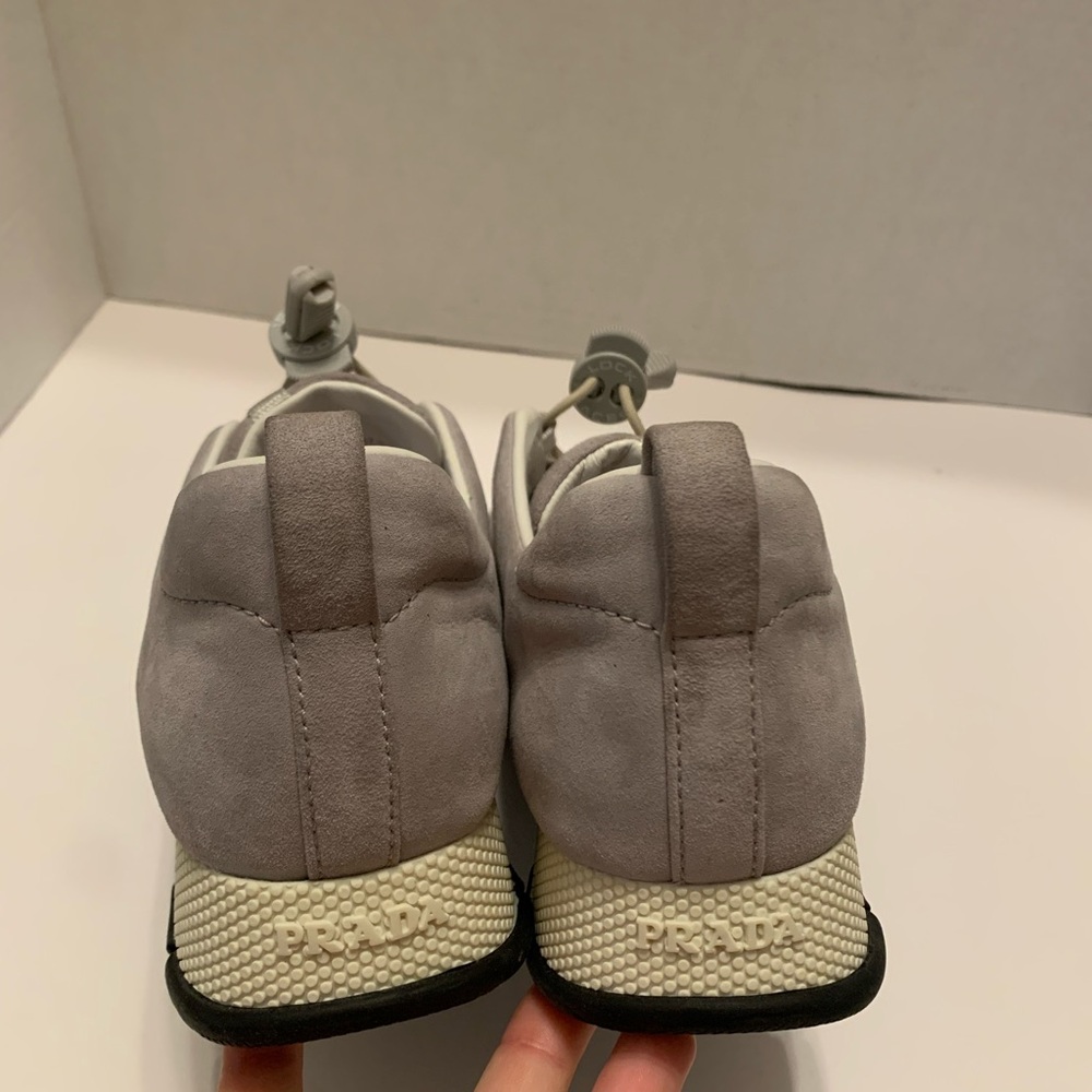 Prada Sport Suede Athletic Logo Gray Slip-on Sneakers Women's EU 37.5 / US 7.5 - Picture 5 of 7